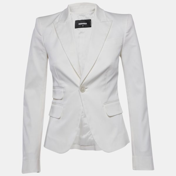 Dsquared2 White Gabardine Tailored Blazer S