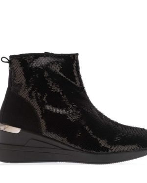 Dune London Effecting Sequin Wedge-Heel Boots - Black