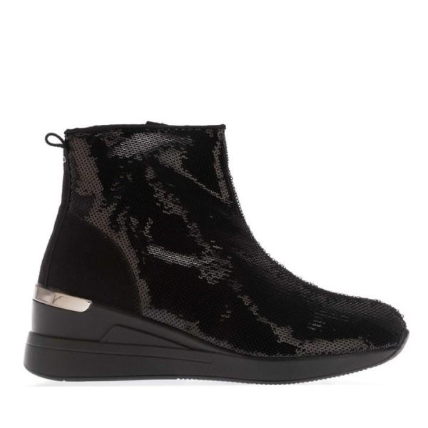 Dune London Effecting Sequin Wedge-Heel Boots - Black