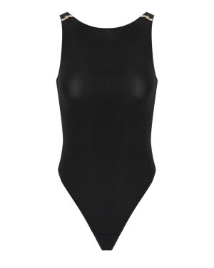 ELISABETTA FRANCHI BLACK SLEEVELESS BODYSUIT