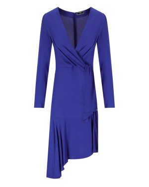 ELISABETTA FRANCHI INDIGO BLUE ASYMMETRIC DRESS