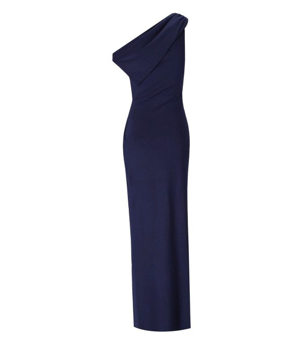 ELISABETTA FRANCHI RED CARPET OLTREMARE ASYMMETRIC DRESS