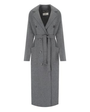 ELISABETTA FRANCHI STEEL MELANGE BELTED COAT