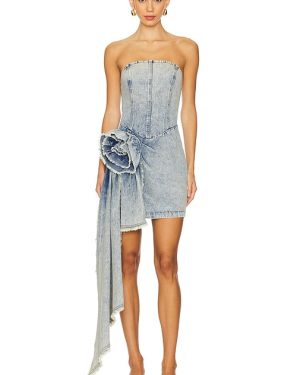 ELLIATT Giselle Denim Mini Dress in Denim-Light. Size XS.