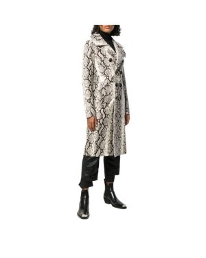 (EU 40) DSQUARED2 Womens Trench Coat Double Breasted Jacket Leather Overcoat