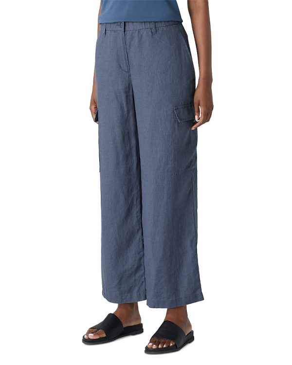 Eileen Fisher Full Leg Linen Wide Cargo Pants
