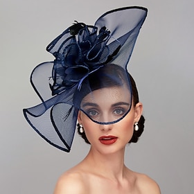 Elegant Luxurious Feather Linen Rayon Kentucky Derby Hat Fascinators Headpiece with Feather Floral Flower 1PC Melbourne Cup Wedding Horse Race Ladies Day Head
