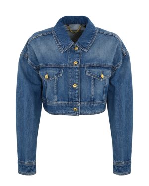 Elisabetta Franchi Oversized Cropped Denim Jacket