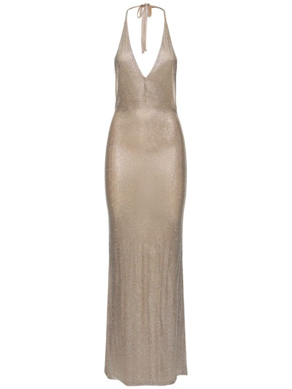 Embellished Halter Neck Long Dress