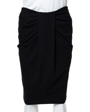 Emporio Armani Black Jersey Pleat Front Pencil Skirt S