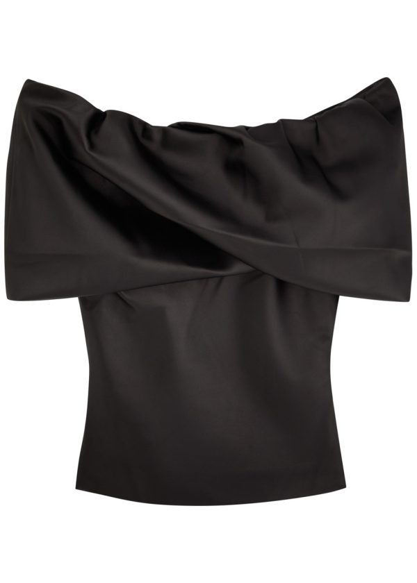 Entire Studios Barge Off-the-shoulder Satin top - Black - L (UK14 / L)