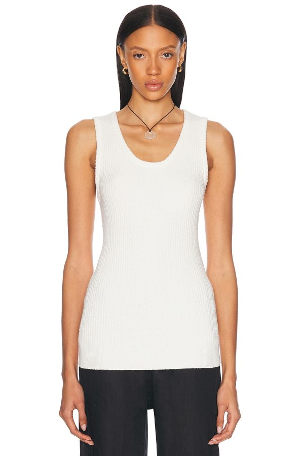 Enza Costa Boucle Knit Tunic Top in Off White - White. Size M (also in XS).
