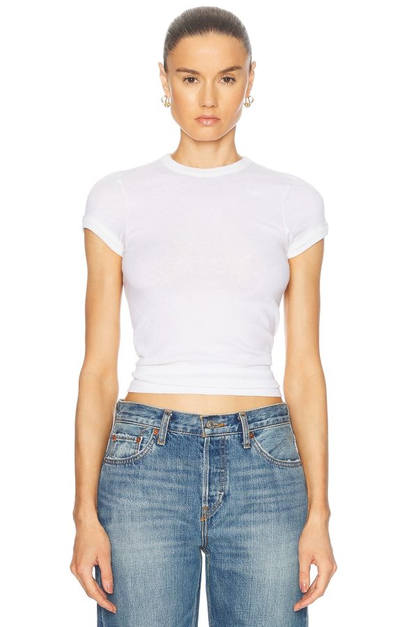 Enza Costa Cashmere Cap Sleeve Crewneck Top in White - White. Size S (also in ).