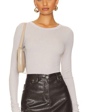 Enza Costa Silk Knit Long Sleeve Tuck Top in Ivory. Size M, S.