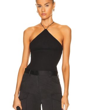 Enza Costa Stretch Silk Knit Halter Tank Top in Black - Black. Size L (also in M, S, XL).