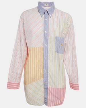Etro Multicolor Striped Cotton Paneled Oversized Shirt M