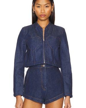 FIORUCCI Double Heart Denim Jacket in Blue. Size 38, 42.