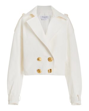 FRANOISE - Exclusive Bijou Cotton Cropped Trench Coat - White - FR 38 - Moda Operandi