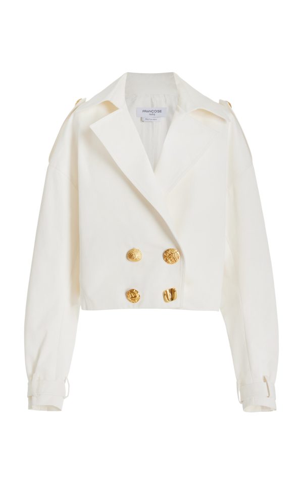 FRANOISE - Exclusive Bijou Cotton Cropped Trench Coat - White - FR 38 - Moda Operandi
