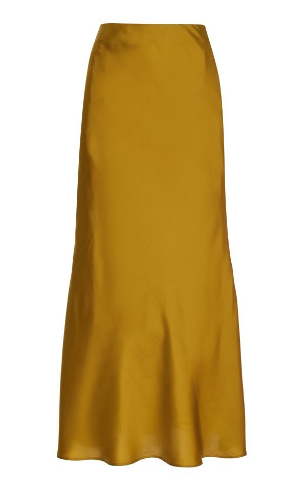 FRANOISE - Exclusive Constance Silk Satin Maxi Skirt - Gold - FR 34 - Moda Operandi