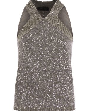 Fabiana Filippi Cotton Knit Tank Top With Sequins