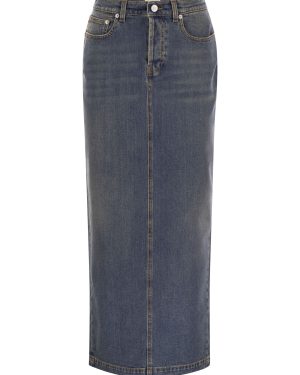 Fabiana Filippi Long Denim Skirt With Back Slit