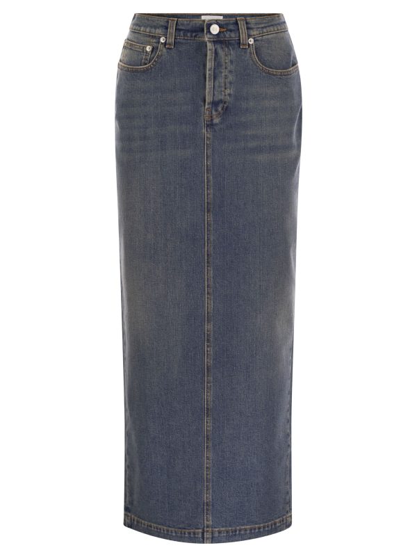 Fabiana Filippi Long Denim Skirt With Back Slit