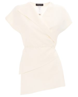 Fabiana Filippi Viscose Linen Wrap Top With Filo Diamante