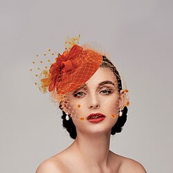 Fascinators Kentucky Derby Hat Headwear Headpiece Net Veil Hat Wedding Ladies Day Cocktail Royal Astcot With Cap Floral Headpiece Headwear