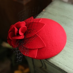 Fascinators Kentucky Derby Hat Wool Bucket Hat Horse Race Ladies Day Melbourne Cup Flower Elegant With Floral Tulle Headpiece Headwear