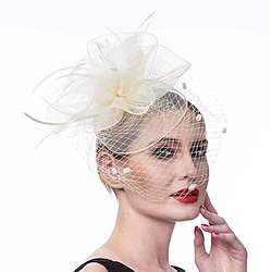 Fascinators Polyester Fedora Hat Floppy Hat Veil Hat Wedding Tea Party Kentucky Derby Horse Race Ladies Day Elegant Vintage Simple With Feather MiniSpot Headpiece Headwear