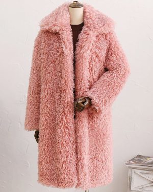 Faux Fur Coat Turndown Collar Eco-friendly Long Jacket For Women 2025
