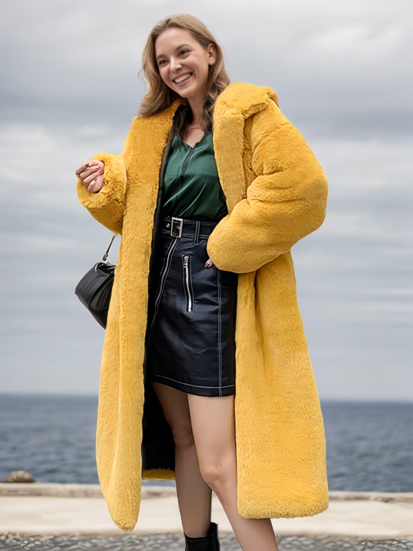 Faux Fur Coats For Women Hooded Winter Eco-friendly Long Jacket 2025