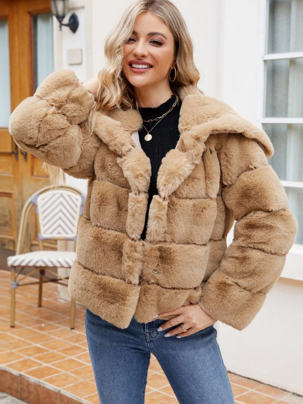 Faux Fur Coats Purple No Waistline Long Sleeves Faux Leather Coat Winter Coat