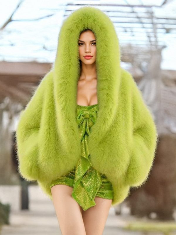 Faux Fur Coats With Hood High Low Design Winter Jacket For Women 2025