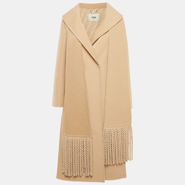 Fendi Beige Wool Long Coat With Scarf S