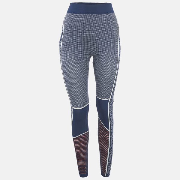 Fendi Blue Patterned Technical Jersey Leggings S