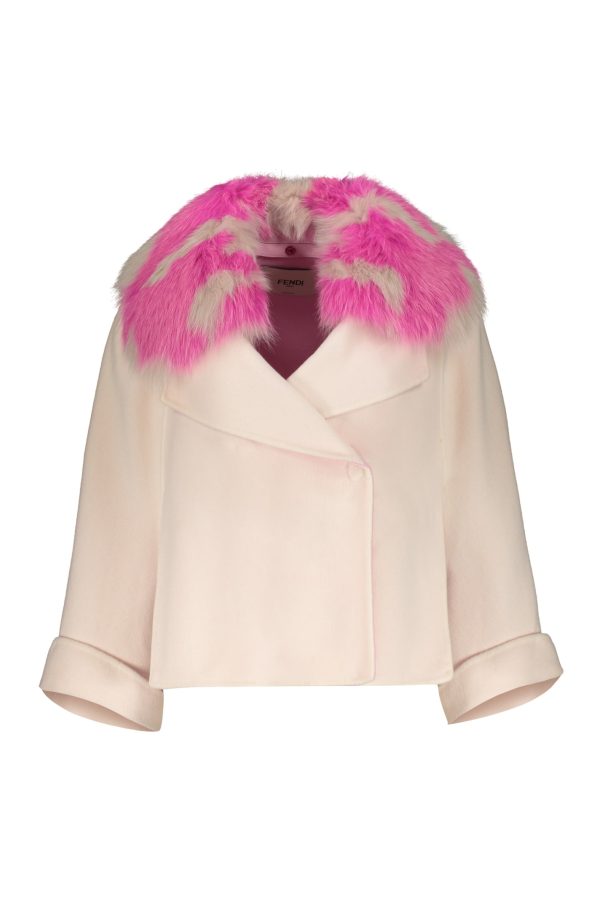Fendi Fur Collar Cashmere Cape-coat
