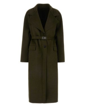 Ferragamo Olive Green Wool Blend Coat