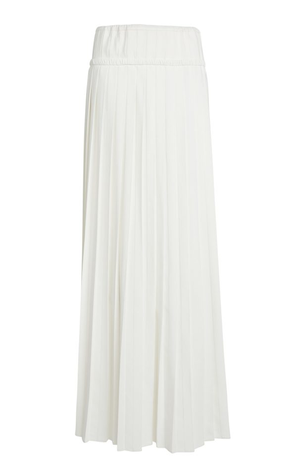 Ferragamo - Pleated Crepe Maxi Skirt - Neutral - IT 38 - Moda Operandi