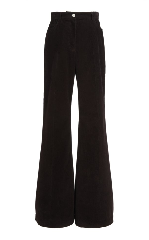 Ferragamo - Sport Cotton-Blend Flared Pants - Brown - IT 40 - Moda Operandi