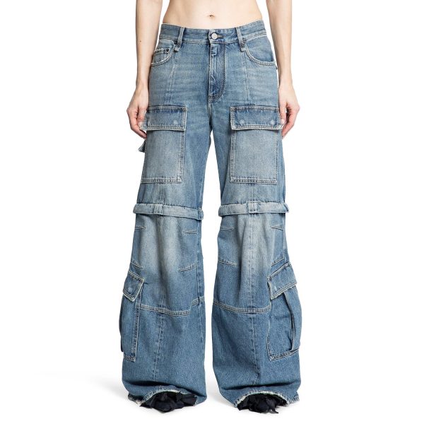 Flared Denim Cargo Pants