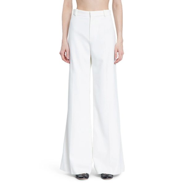 Flared Trousers in Grain De Poudre