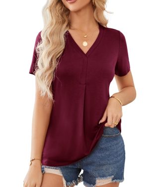 Florboom Ladies Tops Summer Tunic Top Tshirts V Neck T Shirts, 12-14