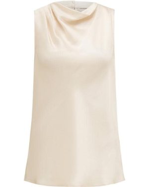 Forever New Sallie Satin Cowl Neck Tank Top - White