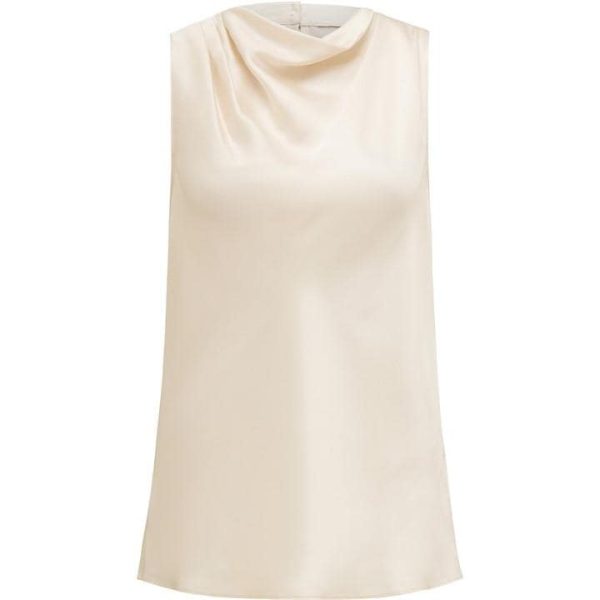 Forever New Sallie Satin Cowl Neck Tank Top - White