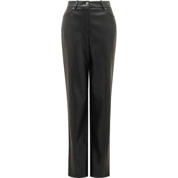 Forever New Una Vegan Leather Straight Leg Pants - Black