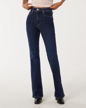 Forever New Women's Eloise Petite Classic Bootcut Jeans in Dark Wash, Size 12 Cotton/Polyester/Elastane