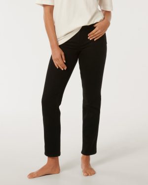 Forever New Women's Fran Straight-Leg Cropped Jeans in Black, Size 6 Cotton/Lyocell/Modal
