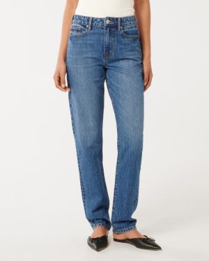 Forever New Women's Paris Slim Straight-Leg Jeans in Mid Wash, Size 8 100% Cotton